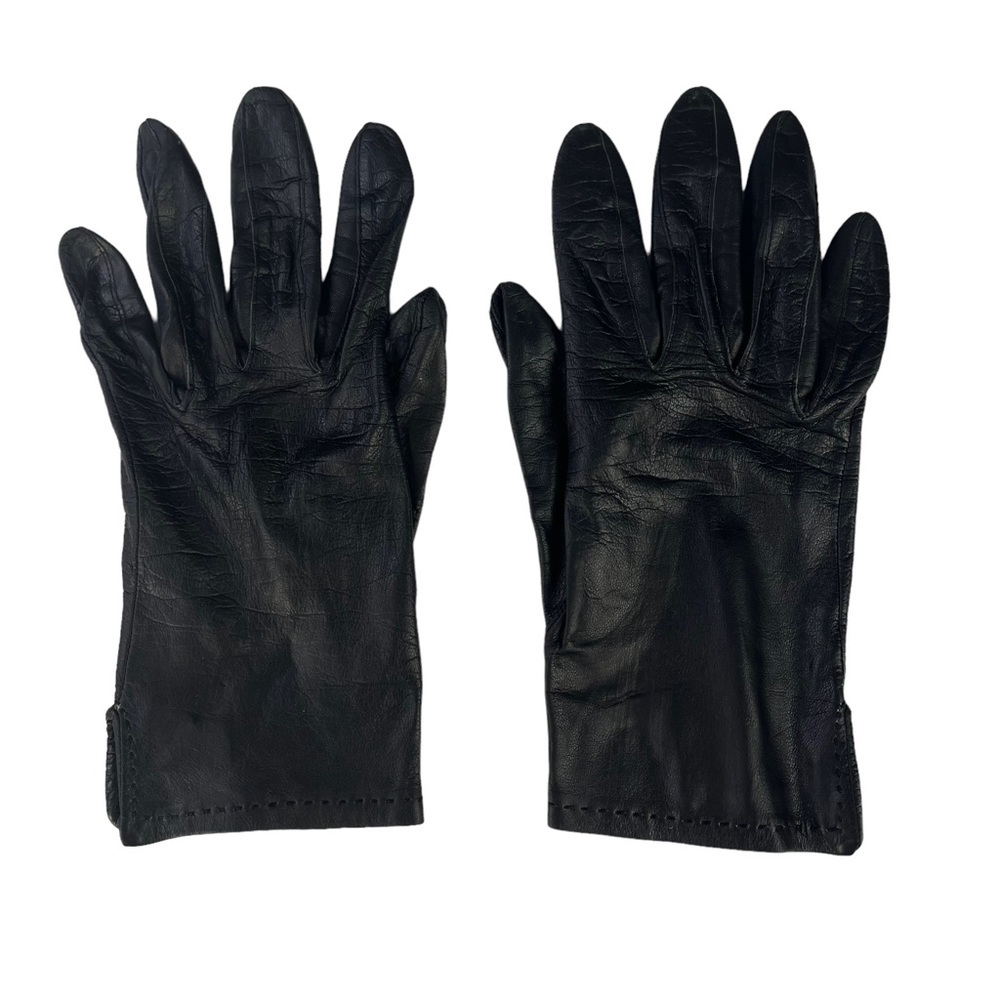 Black Leather Gloves Womens Size 6.5‎